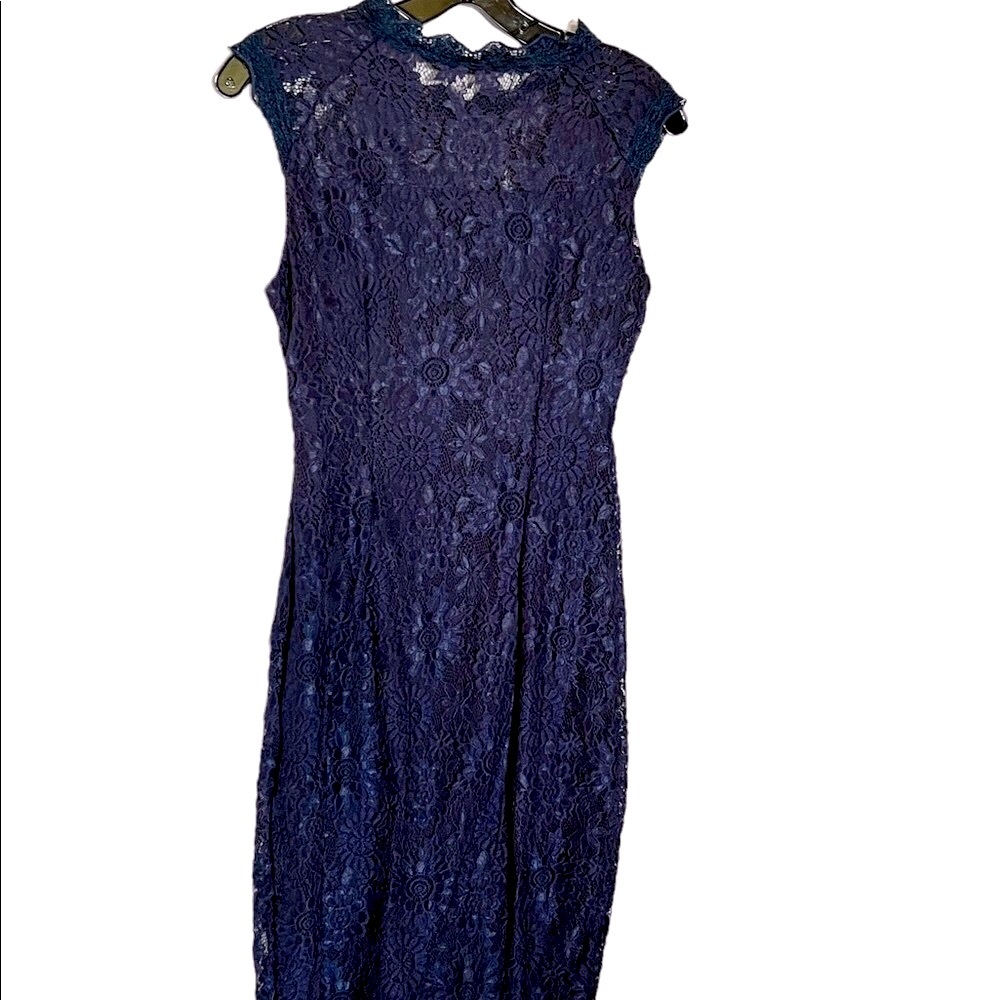 Stanzino Women's 2609 Royal BLUE Sleeveless Lace Dress, Medium ,